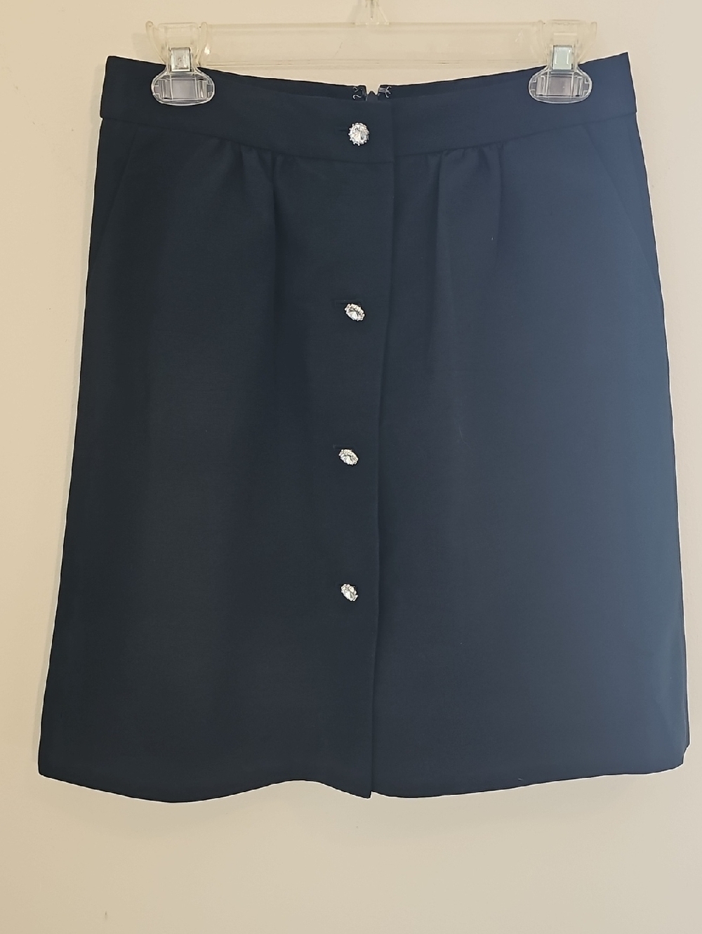 Talbots Rhinestone Ottoman Ribbed A-Line Skirt Womens Sz 2P Black Career Office